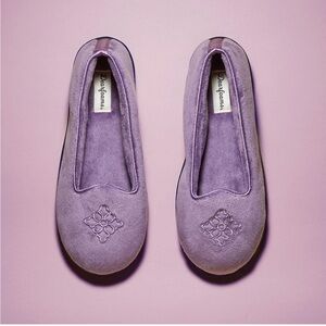 Dearfoams Women's Rebecca Chenille Closed Back Lavender Slipper NEW with Tag